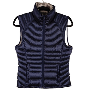 Bernardo Goose Down Navy Funnel Neck Sleeveless Zip Front Outdoor Puffer Vest